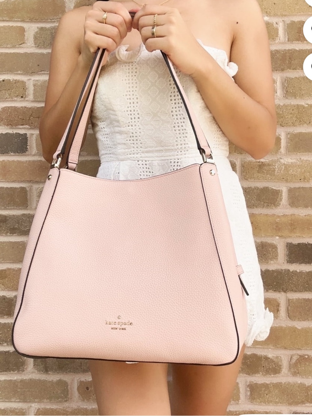 Kate Spade Leila Triple Compartment Leather Shoulder Bag. Rose Smoke Pink.
